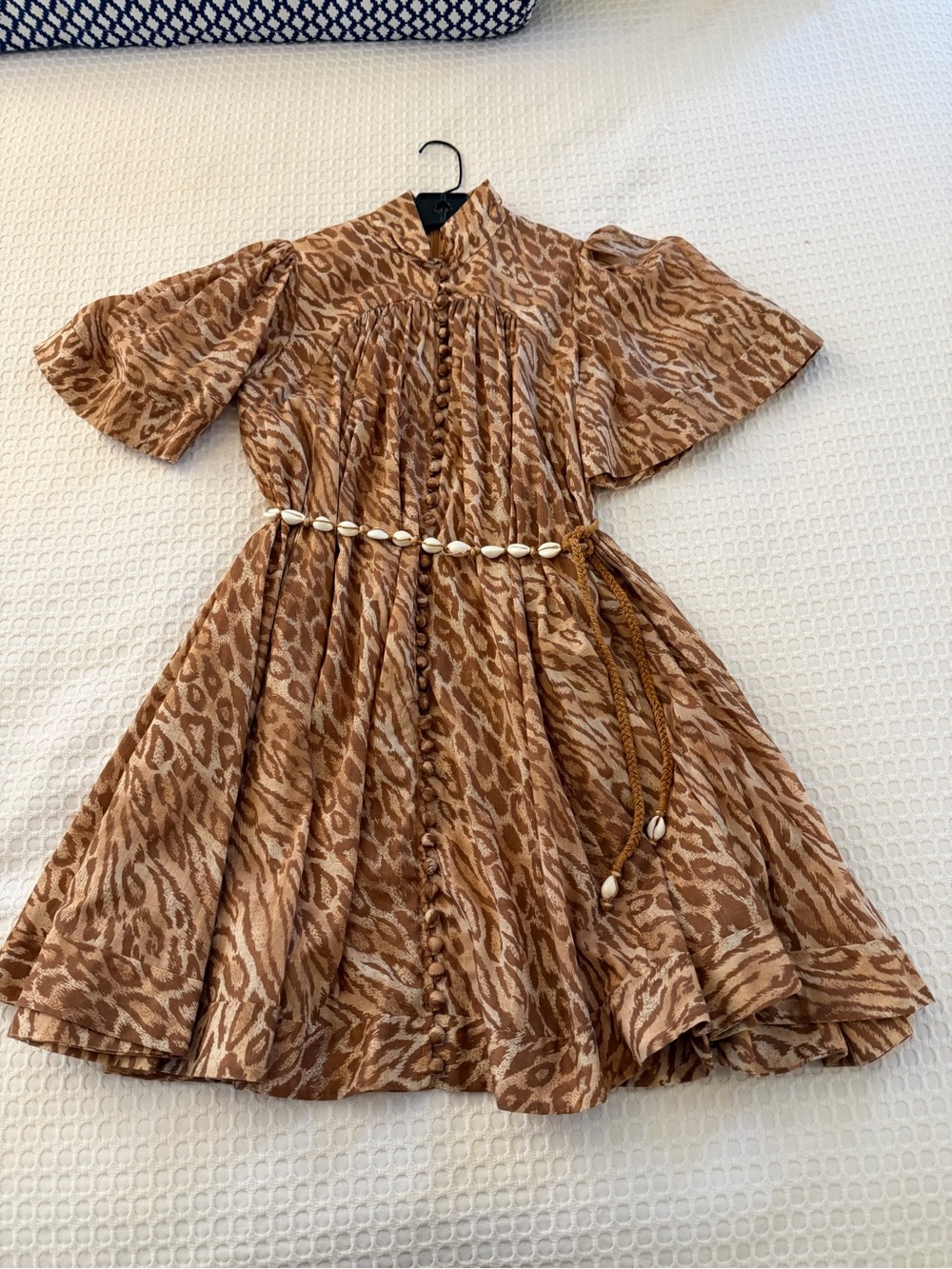 Zimmermann Brown and Cream Animal-Print Mini Dress